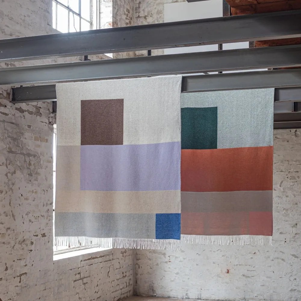Zöld-téglavörös takaró 125x190 cm Brick – Mette Ditmer Denmark