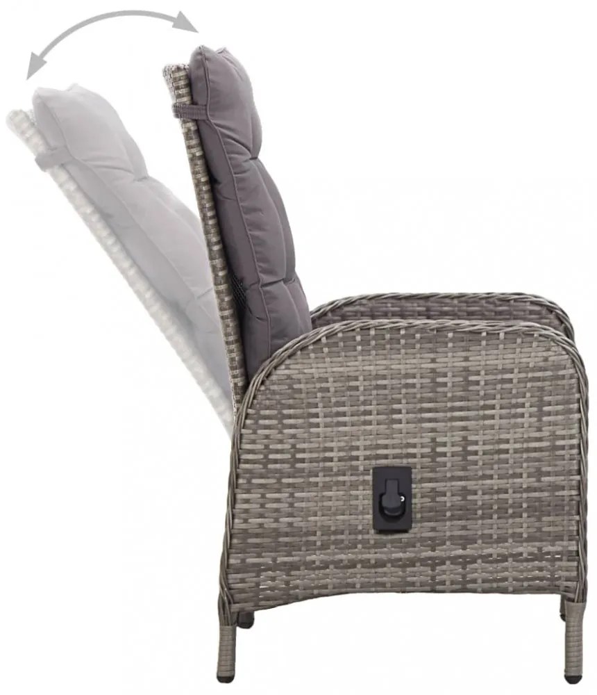 vidaXL 3 részes szürke polyrattan kerti bisztrószett