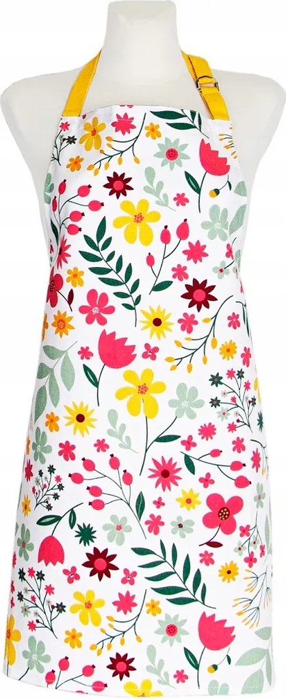 Pamut konyhai kötény 60x75cm színes virágokkal