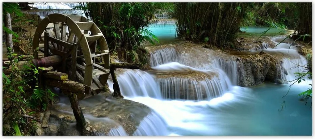 Fotótapéták 211x91 Fa malom a folyón