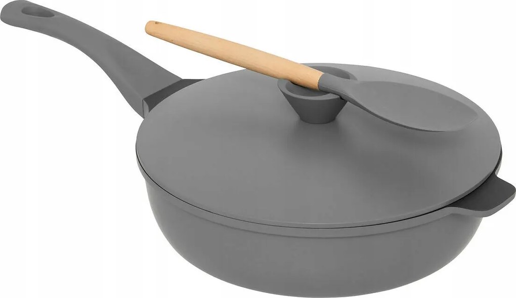 Serpenyő Fedővel És Párolóbetéttel 4DB-OS Szett Szürke