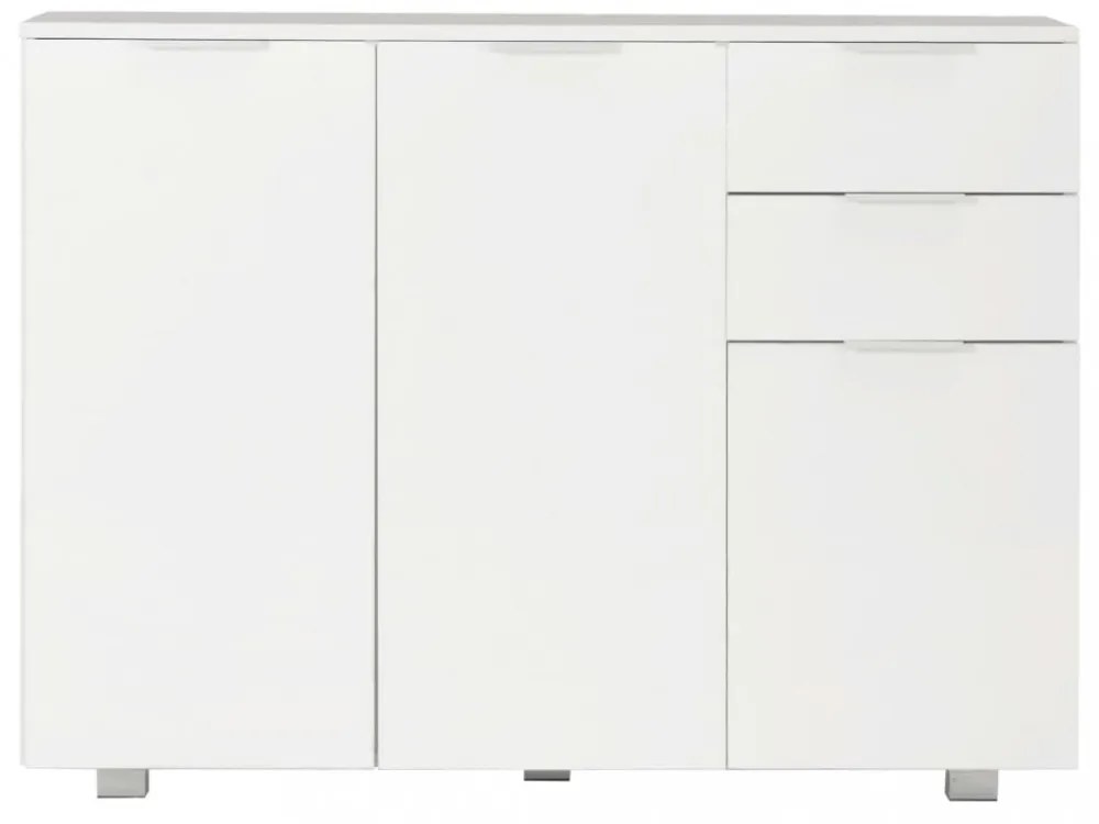 magasfényű fehér tálalószekrény 107x35x80,5 cm