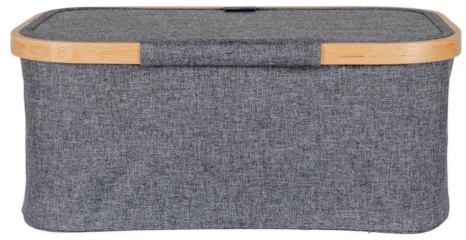 Noto kosár, bambusz/textil, sötétszürke, 38x26x16 cm