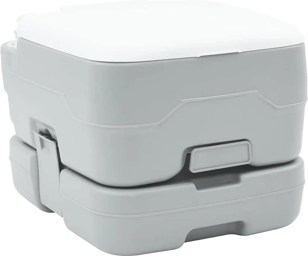 vidaXL Kemping WC Szürke és Fehér 41,5 x 36,5 x 30 cm Polietilén