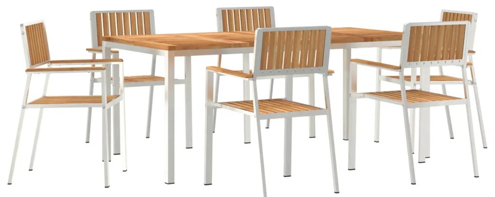 7 Részes Kerti Étkezőszett Tömör Fa Tíkfa, Kültéri Étkezőasztal 180x90x75 cm Tömör Fa Tíkfa, Összecsukható Kerti Székek 2 db Tömör Fa Tíkfa és Fém, Összecsukható Kerti Székek 4 db Tömör Fa Tíkfa és Fém