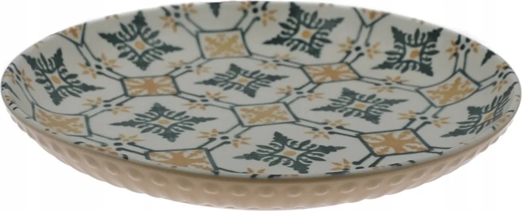 Ebédlő Tányér Nagy Csempe 26 cm Kerámia Mosaique Beige