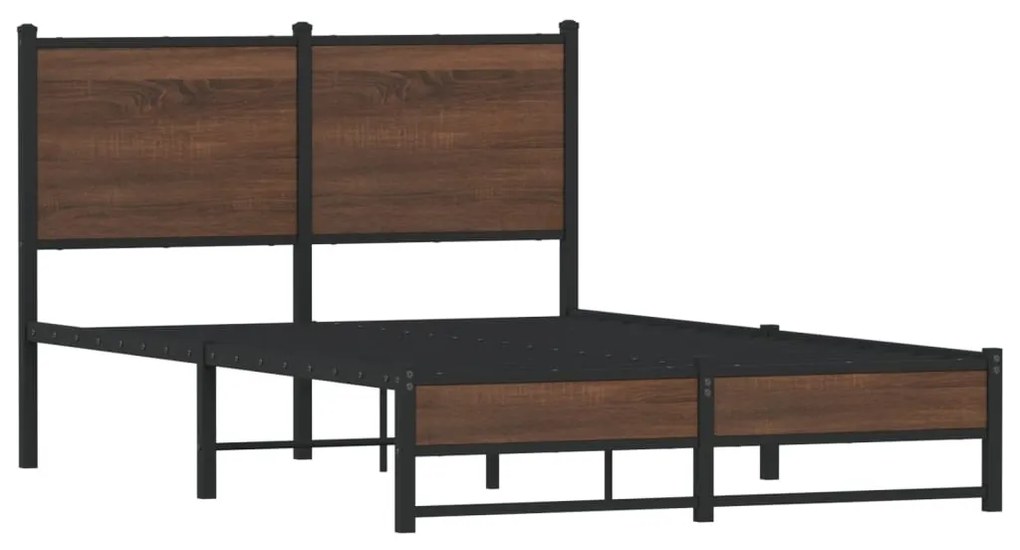 barna tölgy színű fém ágykeret matrac nélkül 120 x 200 cm