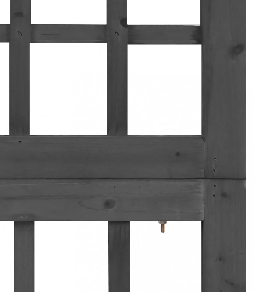 6 paneles fekete fenyőfa térelválasztó/lugasrács 242,5 x 180 cm