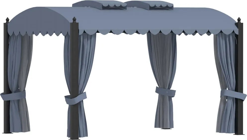 vidaXL antracitszürke acélpavilon függönyökkel 3 x 4 m