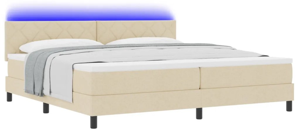 vidaXL Box Spring Ágy Matraccal & LED Krém 200x200 cm Szövet