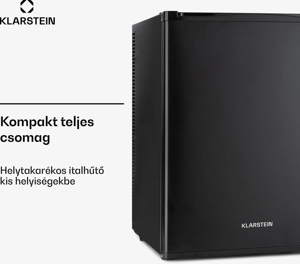 Klarstein Happy Hour 40, mini hűtőszekrény, 40 liter, 5 -15°C, csendes, 23dB, LED világítás, fekete