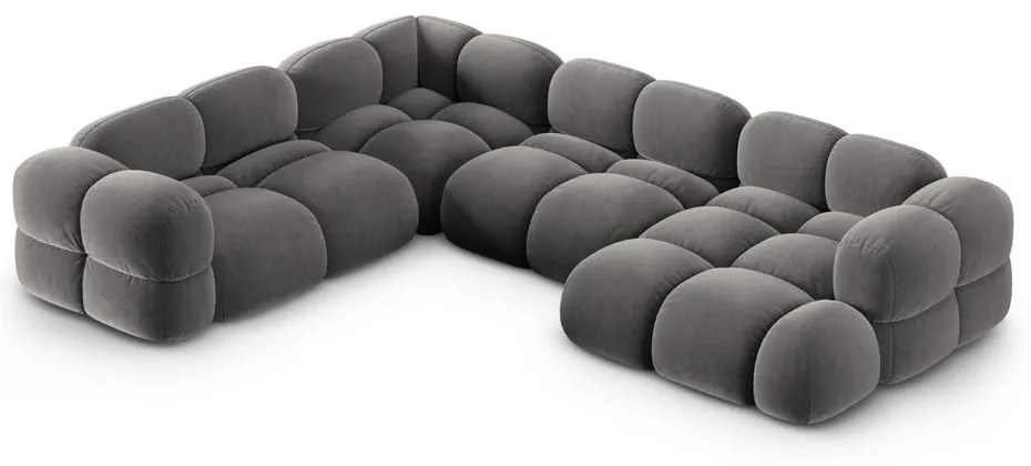 Szürke bársony sarokkanapé (bal oldali-U alakú) Loretto – Cosmopolitan Design