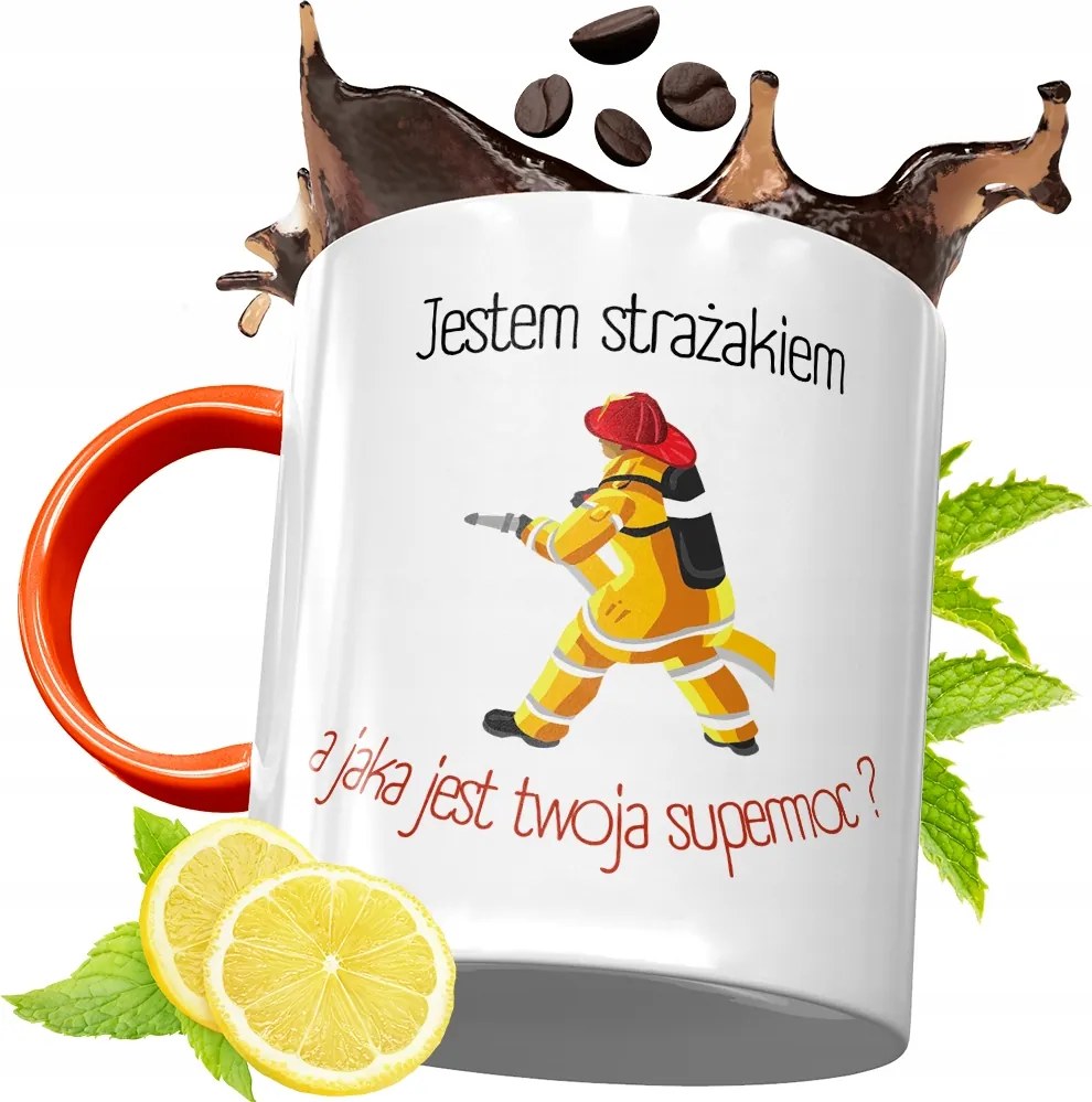 Narancssárga Bögre Tűzoltónak Tökéletes Ajándék fényképes nyomtatással