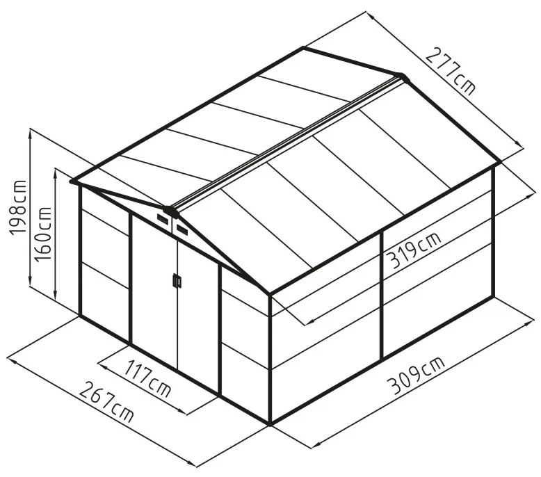 G21 GAH 884 kerti fém tároló - 277 x 319 cm, zöld