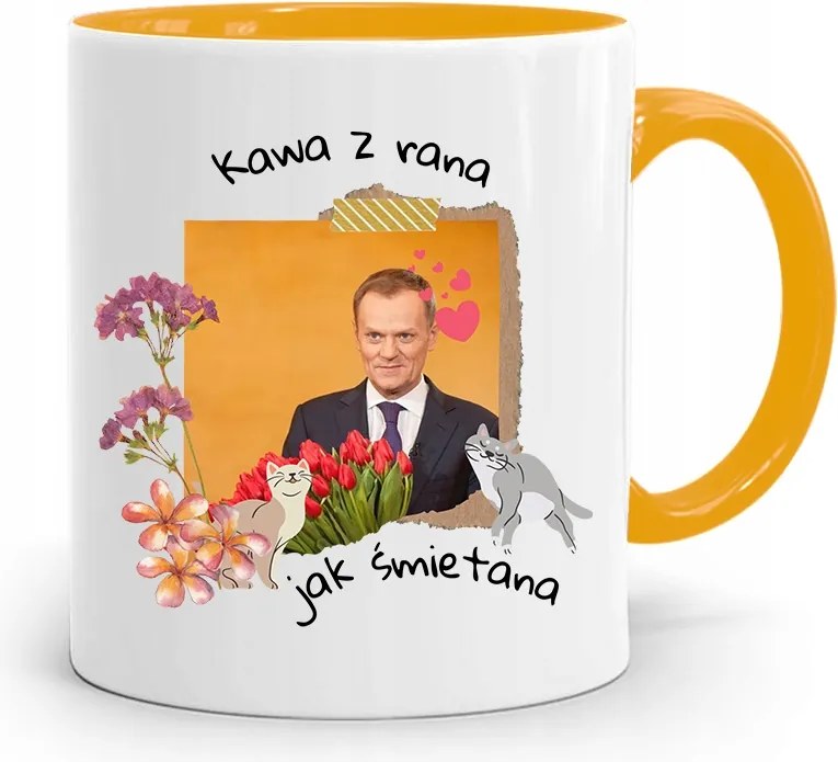 Donald Tusk Sárga Bögre Platform Ajándék fényképes nyomtatással