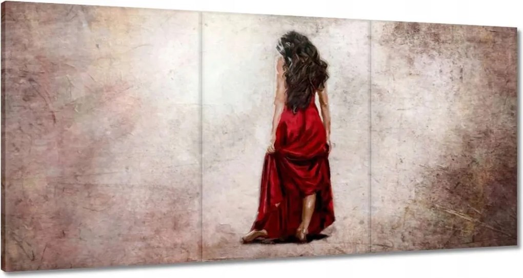 Vászonkép 60x30 Csaj piros ruhában