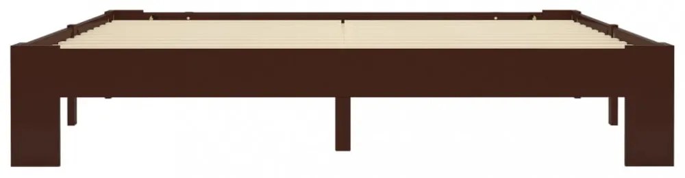 sötétbarna tömör fenyőfa ágykeret 160 x 200 cm