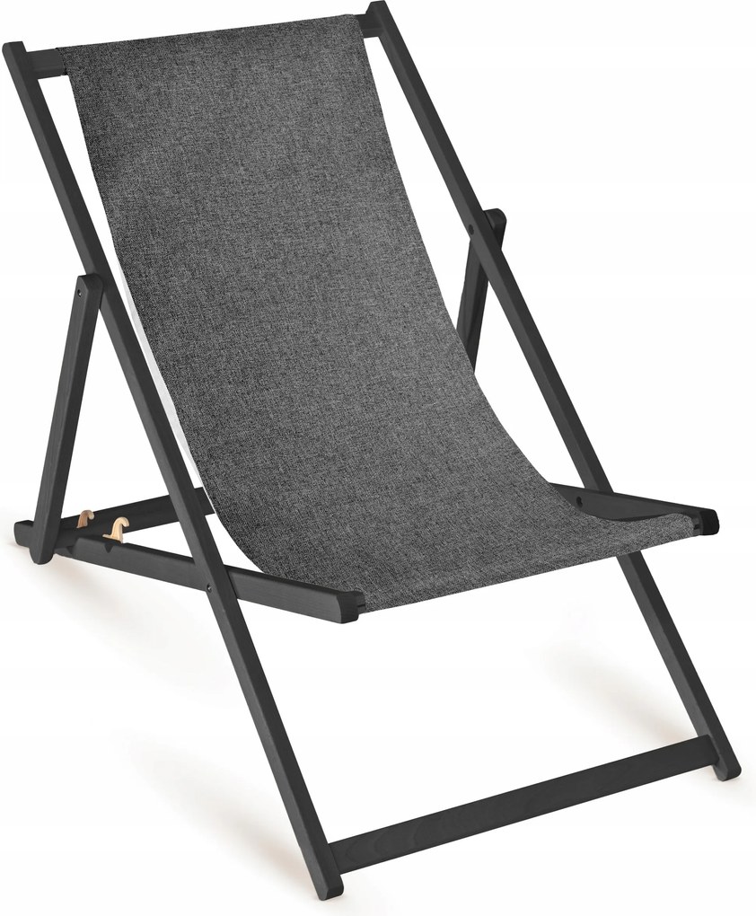 Napozóágy Fa Kerti Szürke Melange Összecsukható Strand Napozóágy Strapabíró