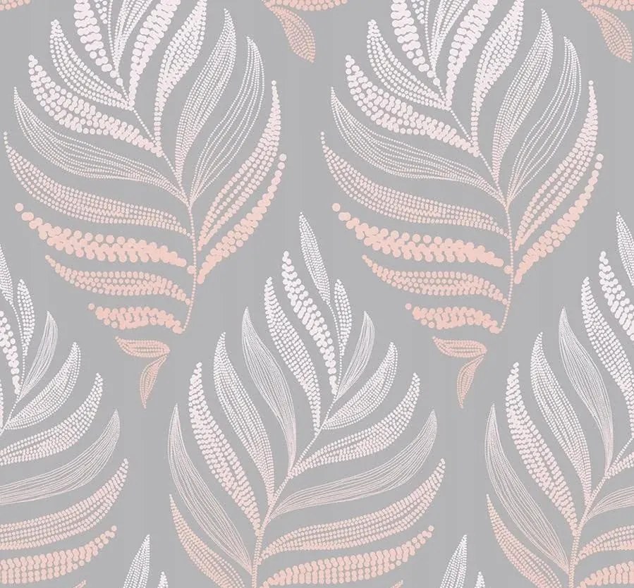 Flizelin Tapéta Szürke-matt Nagy Levelekkel