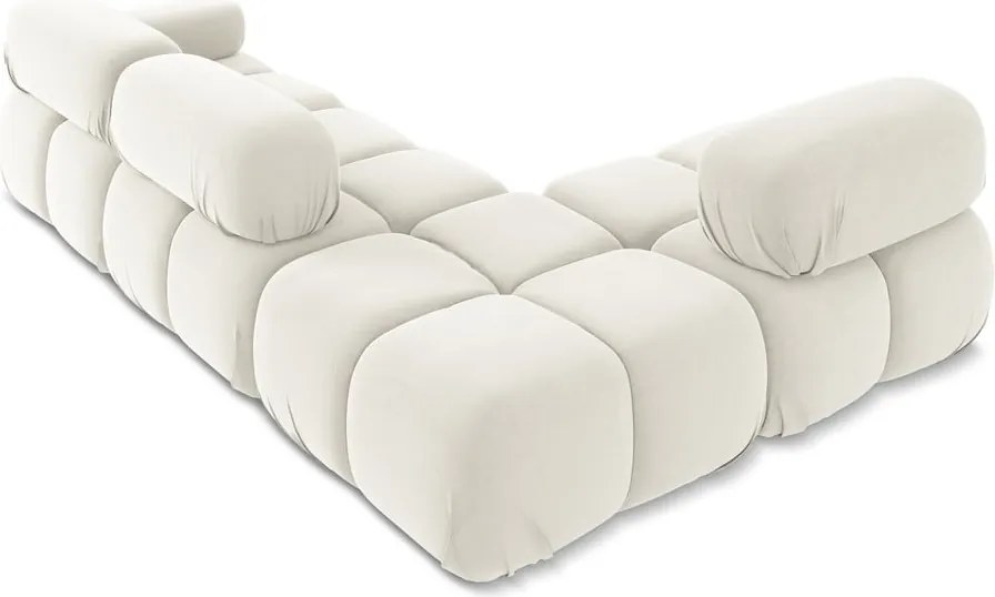 Fehér bársony moduláris sarokkanapé (bal oldali) Lokua – Makamii