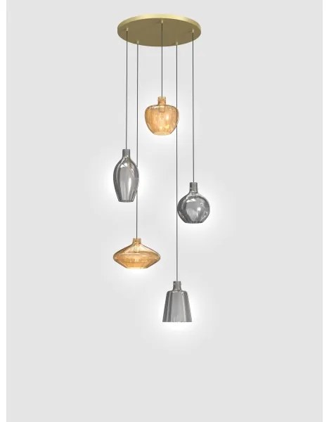 Wofi 5005-501 - Csillár zsinóron ROUEN 5xE14/40W/230V arany/szürke