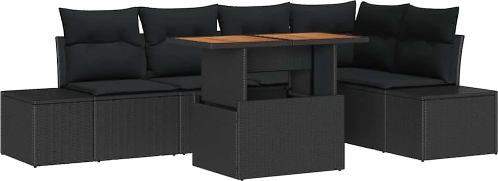 vidaXL Kert étkező szett párnával 6 pcs Fekete és Barna