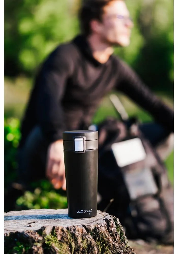 Fuori fekete thermo utazóbögre, 400 ml - Vialli Design