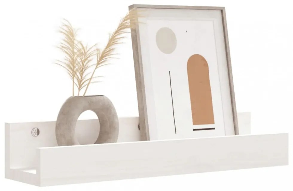 2 db fehér tömör fenyőfa fali polc 50 x 12 x 9 cm