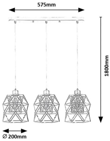 Rabalux 72113 - EMRYS 3xE27/40W/230V függeszték kábellel