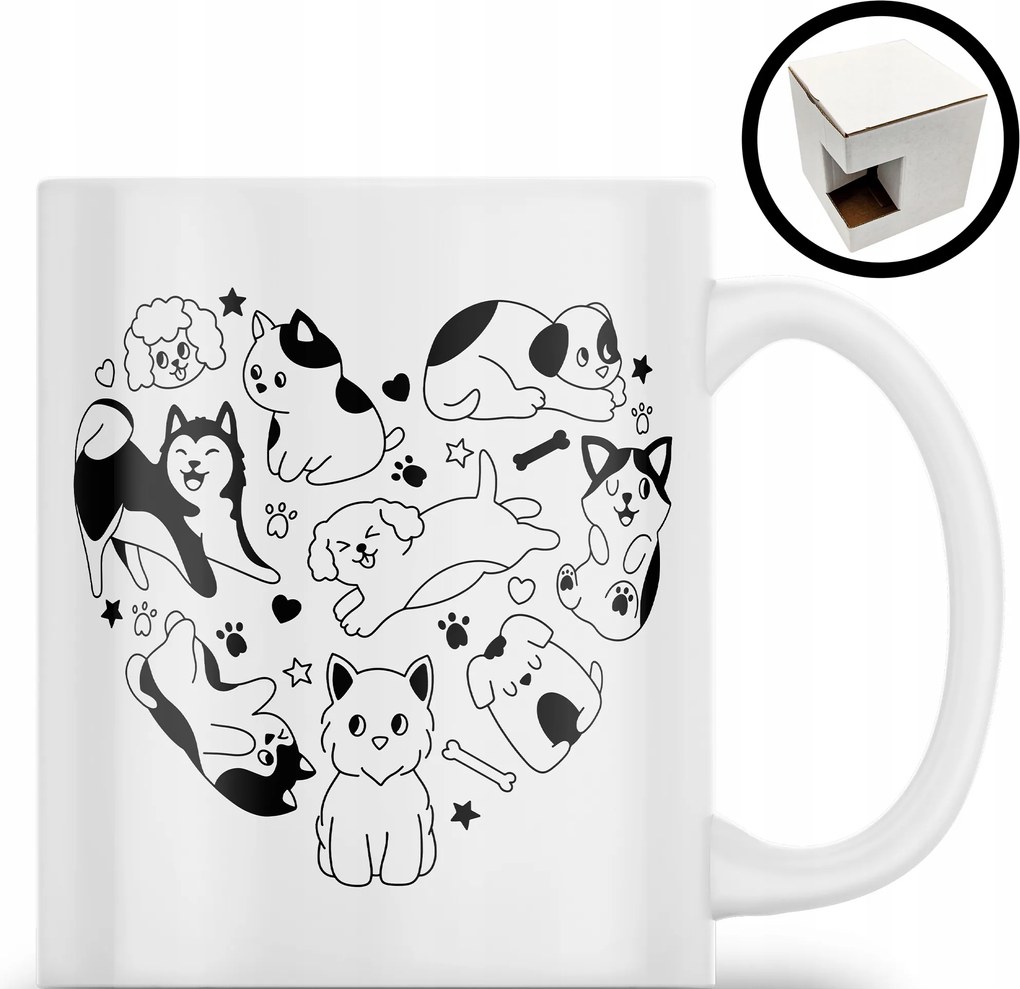 Bögre Aranyos Kutyus Kutya Szív Vicces Születésnapi Ajándék 330ML Csomagolás