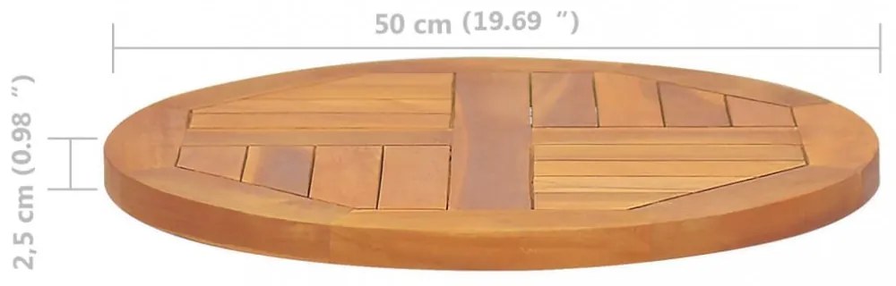 kerek tömör tíkfa asztallap 2,5 cm 50 cm