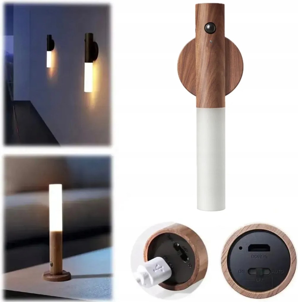 Éjjeli lámpa Vezeték nélküli Led fali lámpa Usb mozgásérzékelő mágnes