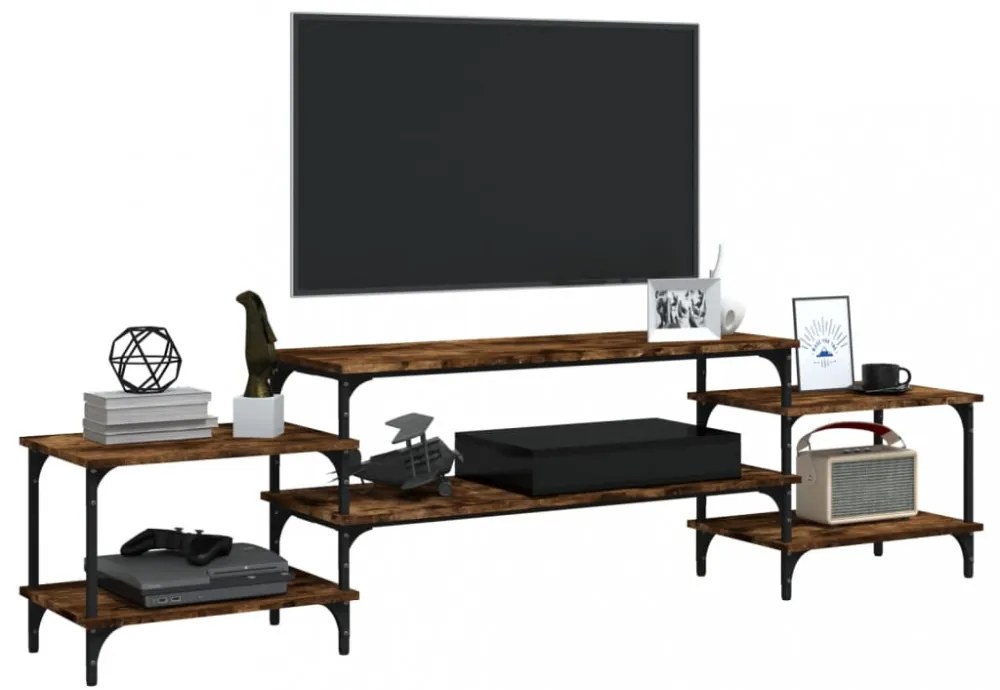 füstös tölgy színű szerelt fa TV-szekrény 197x35x52 cm