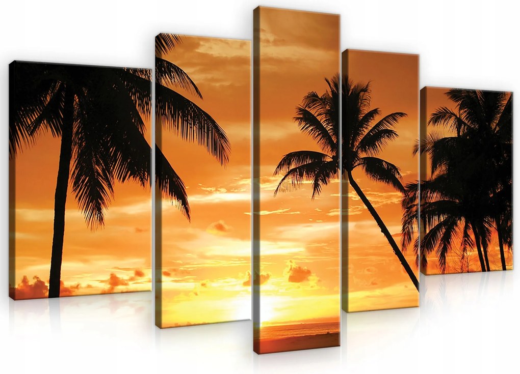 Vászonkép 5 Részes Tengerpart Pálmafák Vászon Fal Hálószoba Nappali 170x100