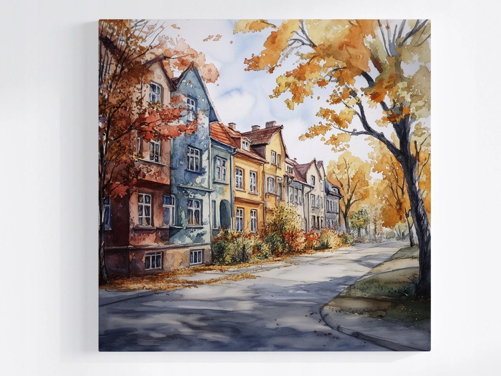 Vászonkép Canvas Város Utca Házak Bérházak Ősz Kilátás 80x80