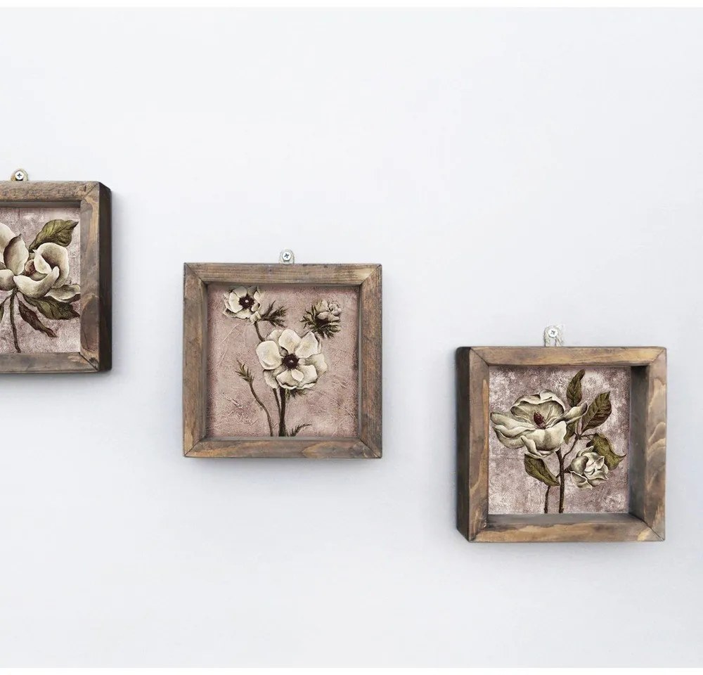 Vintage 3 részes fali kép, 15 x 15 cm