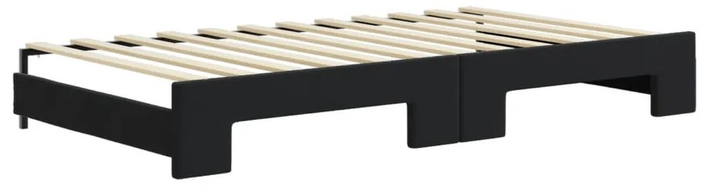 fekete kihúzható bársony heverő matraccal 100 x 200 cm