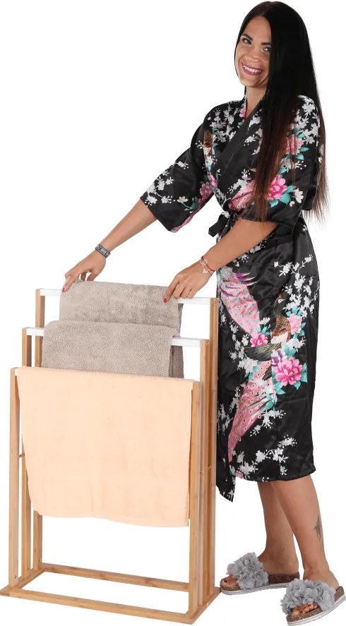 Törülközőtartó, bambusz/fehér, KOMO NEW