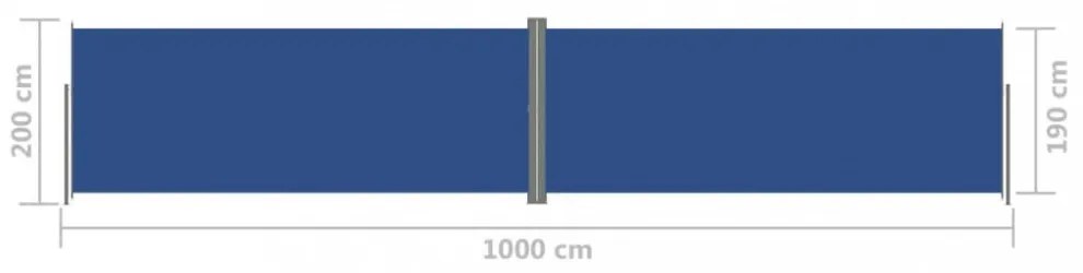 kék behúzható oldalsó napellenző 200 x 1000 cm