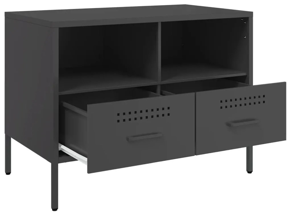 2 db fekete acél TV-szekrény 68 x 39 x 50,5 cm