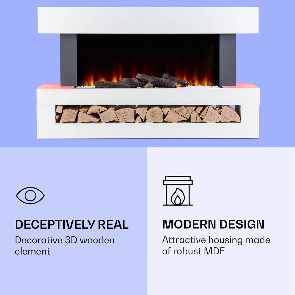 Studio Light & Fire 3 Smart, kandalló, 1000/2000 W, MDF, WiFi Control