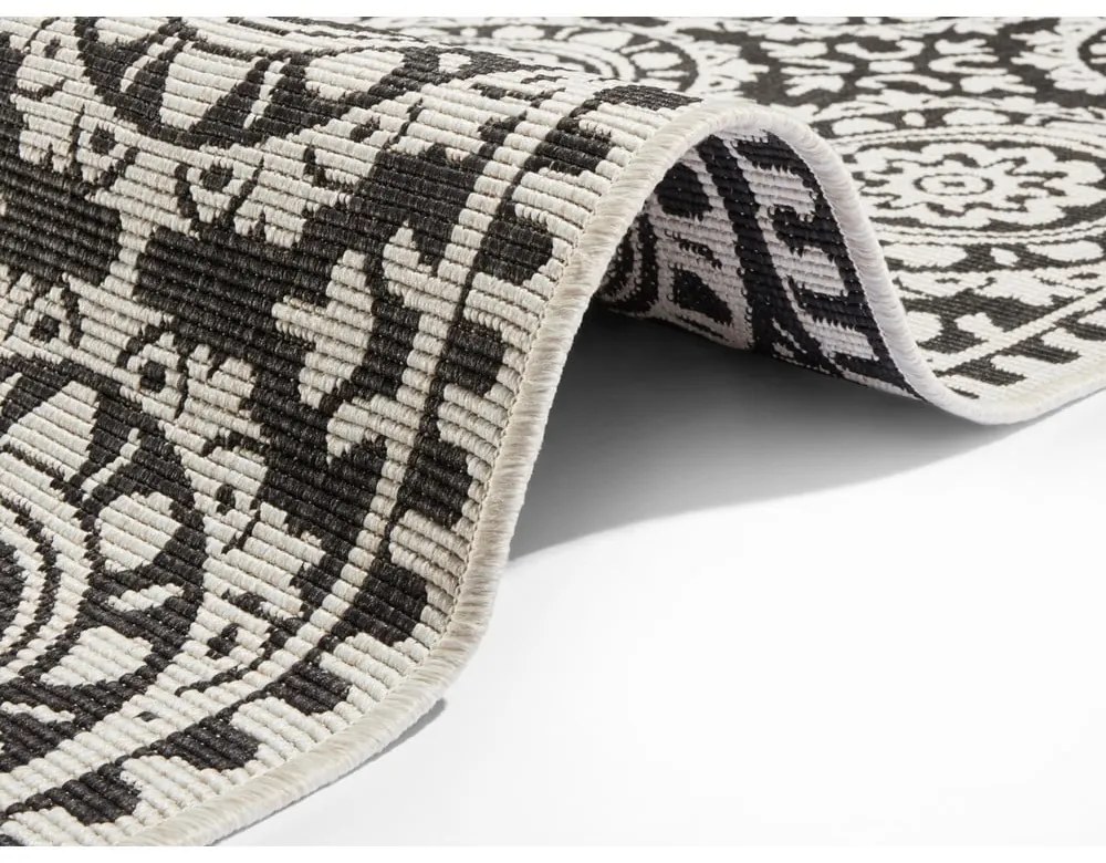 Jardin fekete-krémszínű kültéri szőnyeg, 80 x 350 cm - NORTHRUGS