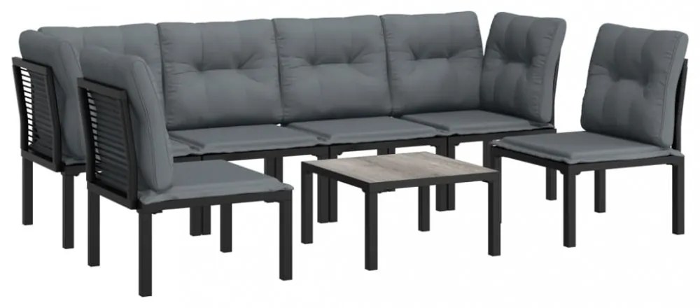 vidaXL 7 részes fekete-szürke polyrattan kerti ülőgarnitúra