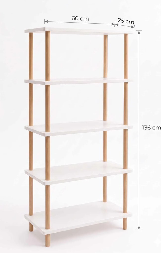 Könyvespolc, fehér, 60 cm