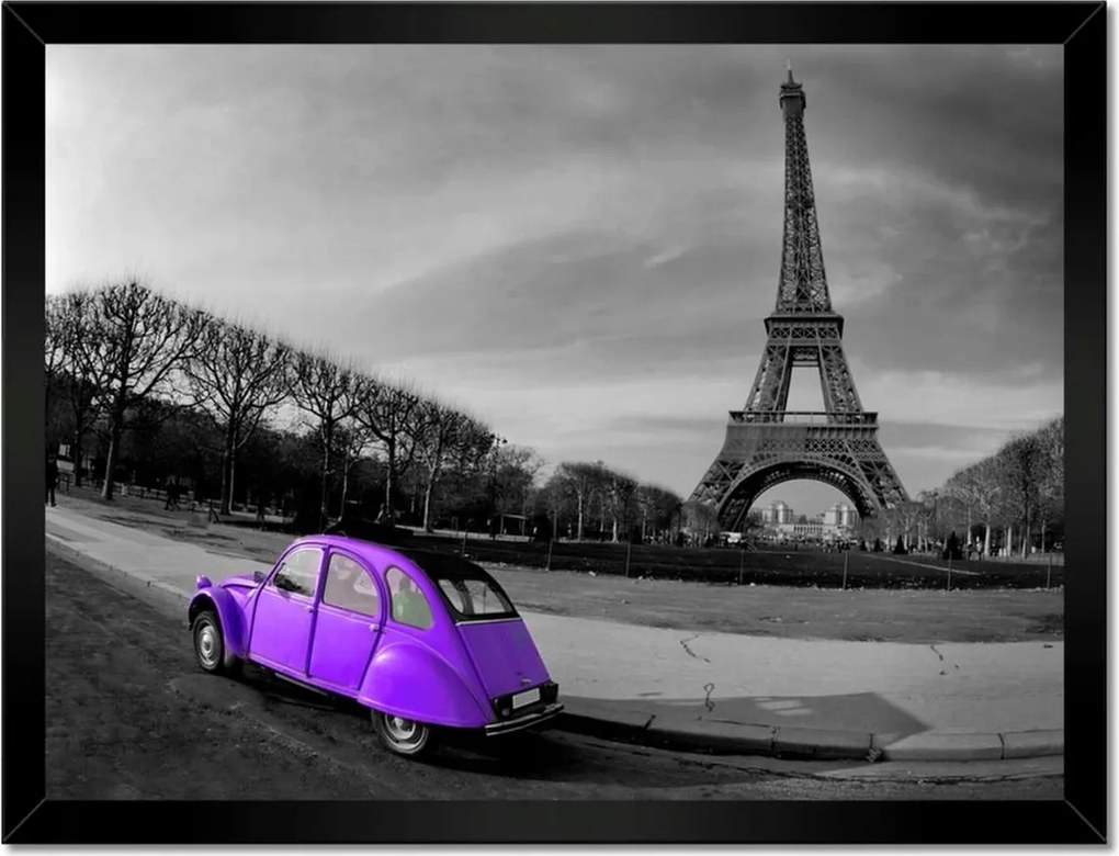 Poszterek keretben 40x30 Lila autó Párizsban