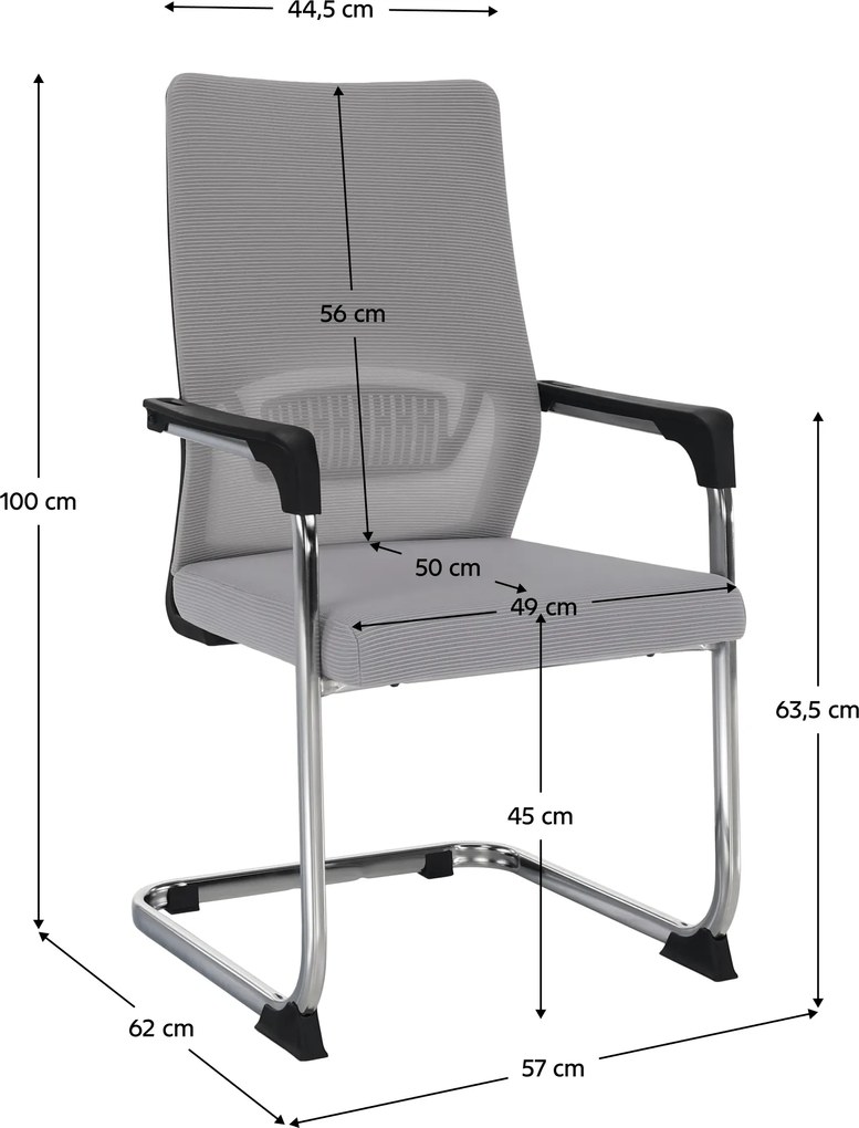 Tárgyalószék, szürke/fekete, KABIR