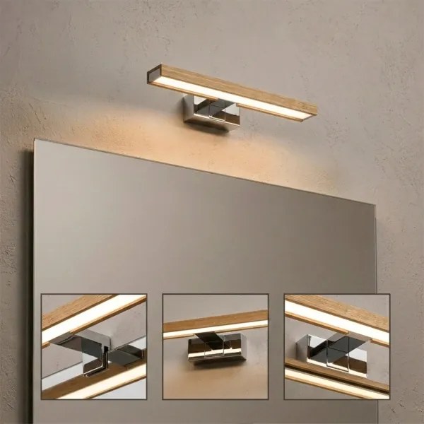 Brilagi-LED Fürdőszobai tükörvilágítás 3 az 1-ben WOODY MIRROR LED/8W/230V 40 cm IP44 króm/tölgy