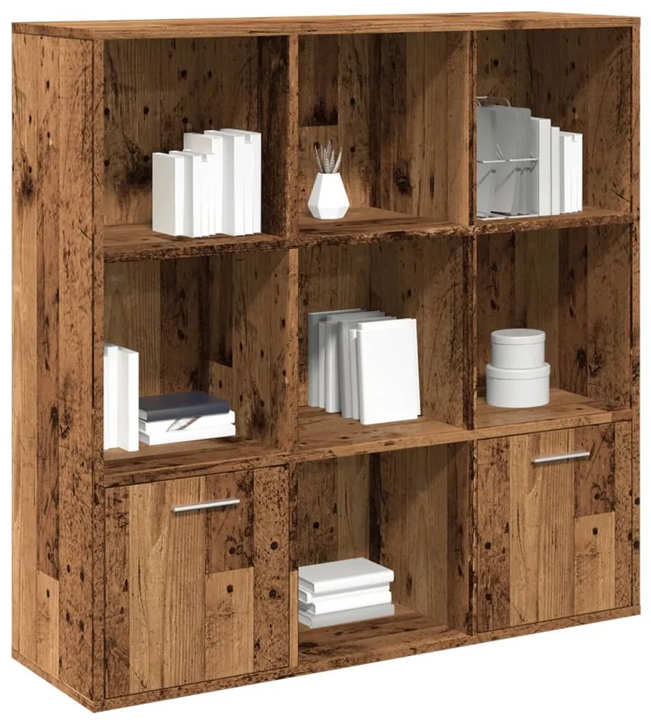 antik fa színű szerelt fa könyvszekrény 98 x 29 x 97,5 cm