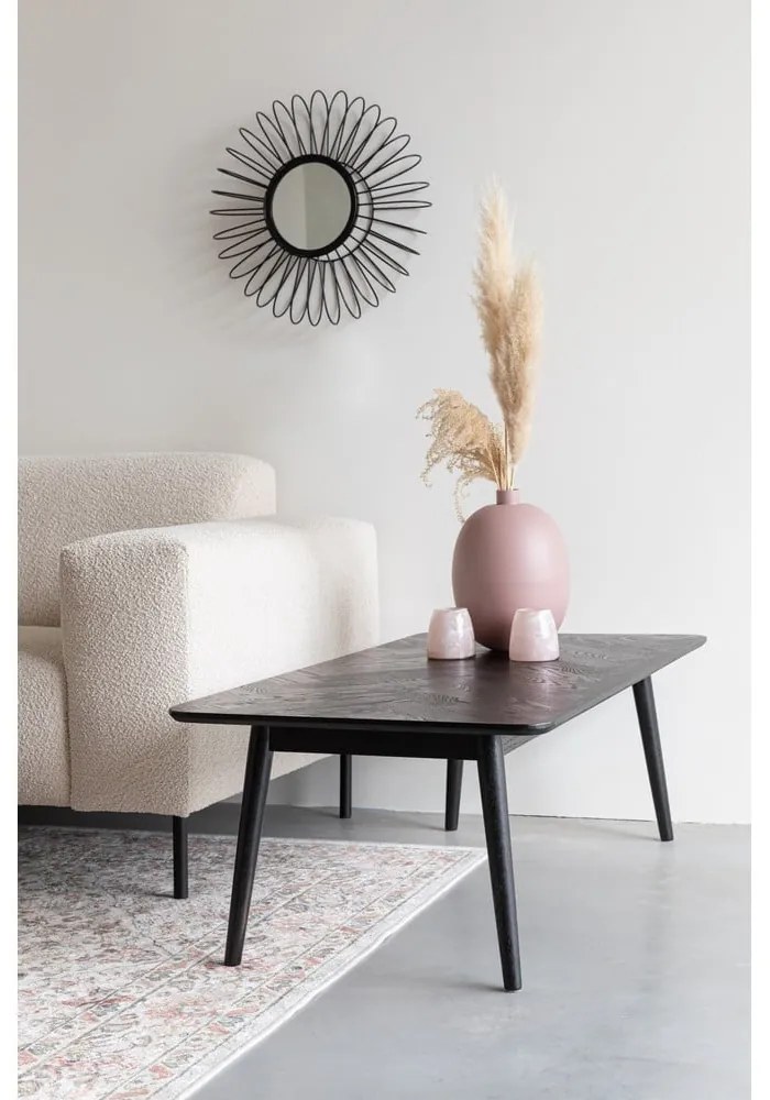 Fekete dohányzóasztal tölgyfa dekoros asztallappal 60x120 cm Fabio – White Label