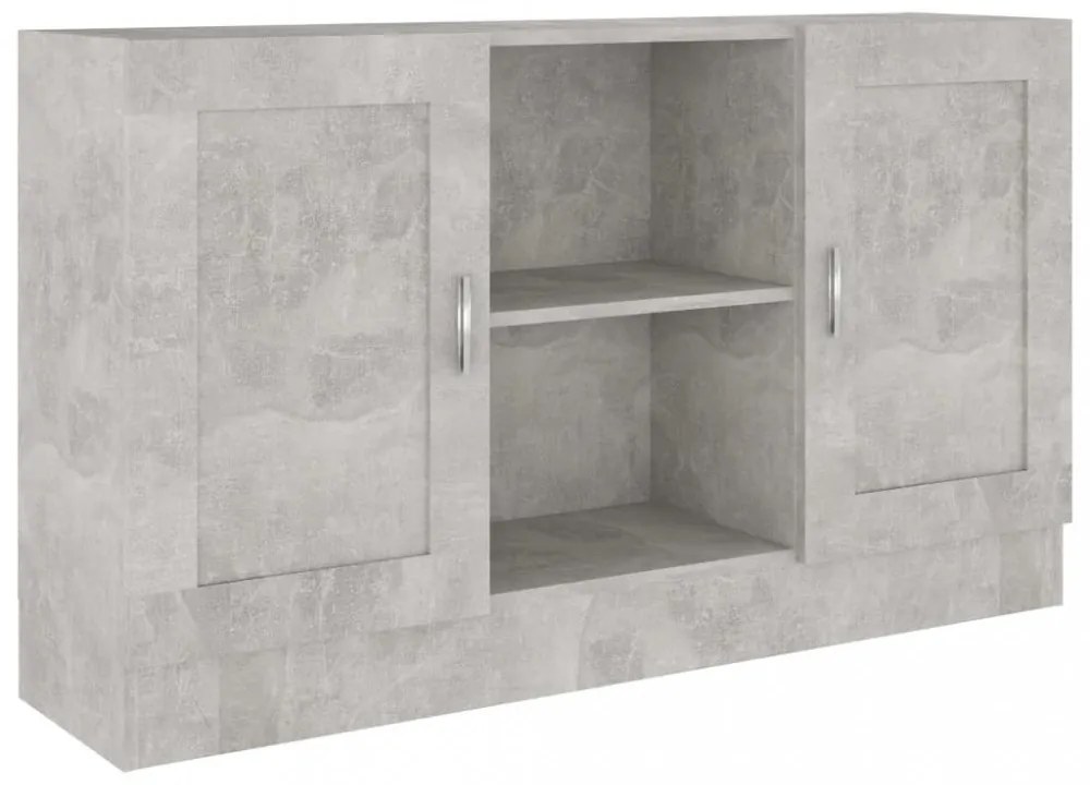betonszürke szerelt fa tálalószekrény 120 x 30,5 x 70 cm